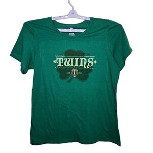 MINNESOTA TWINS Women's V-NECK Cotton T-Shirt Kelly Green Shamrock XXL